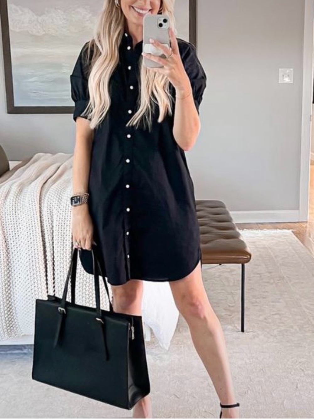 Old Navy button down black shirtdress